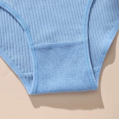 7Pcs Women's Panties Striped Briefs for Women Low-Rise Breathable Cotton Female Soft Underwear Solid Colors Ladies Underpants
