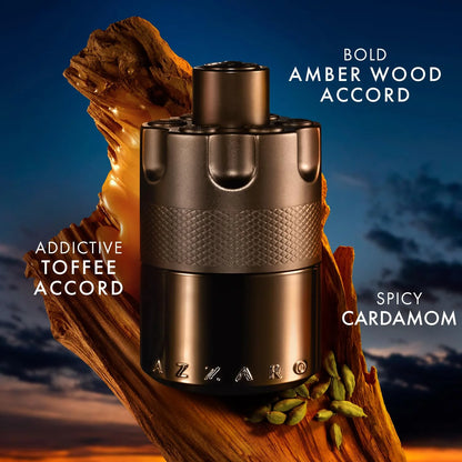 Azzaro The Most Wanted 100ml Eau de Parfum Intense - Woody & Seductive Mens Cologne - Fougère, Ambery & Spicy Fragrance for Date Night - Lasting Wear - Luxury Perfumes for Men, Wooden base, long-lasting fragrance, black Hard