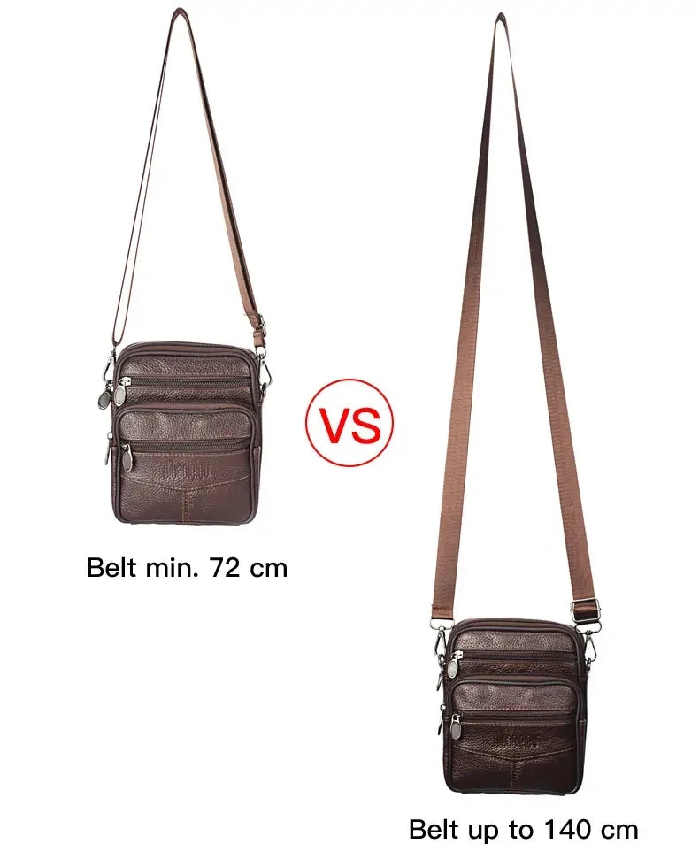 Men's New Genuine Leather Crossbody Bag Vertical Trendy Multifunctional Shoulder Bag Briefcase Casual Travel Messenger Bag