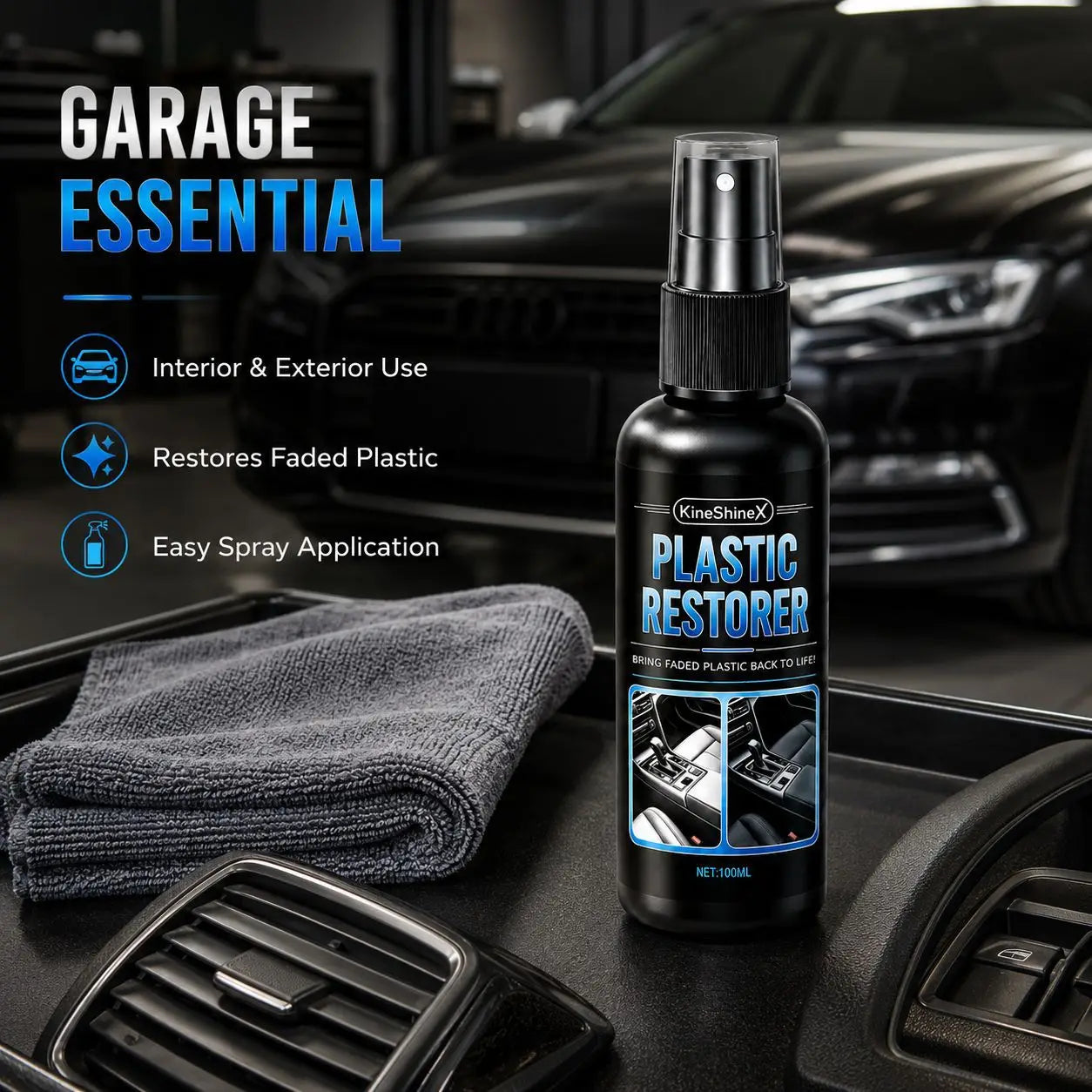 Automotive Plastic Refurbishment Brightening Agent, UV Protective Gloss Coating for Automotive Interior Plastic Repair