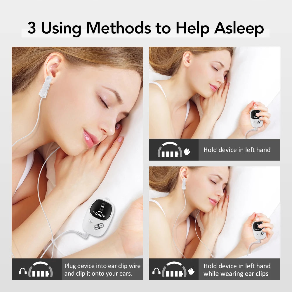 Handheld CES Sleep Aid Device for Insomnia Palm Pulse Massager Ear Clip Insomnia Anxiety Pulse CES Therapy Device Anxiety Relief