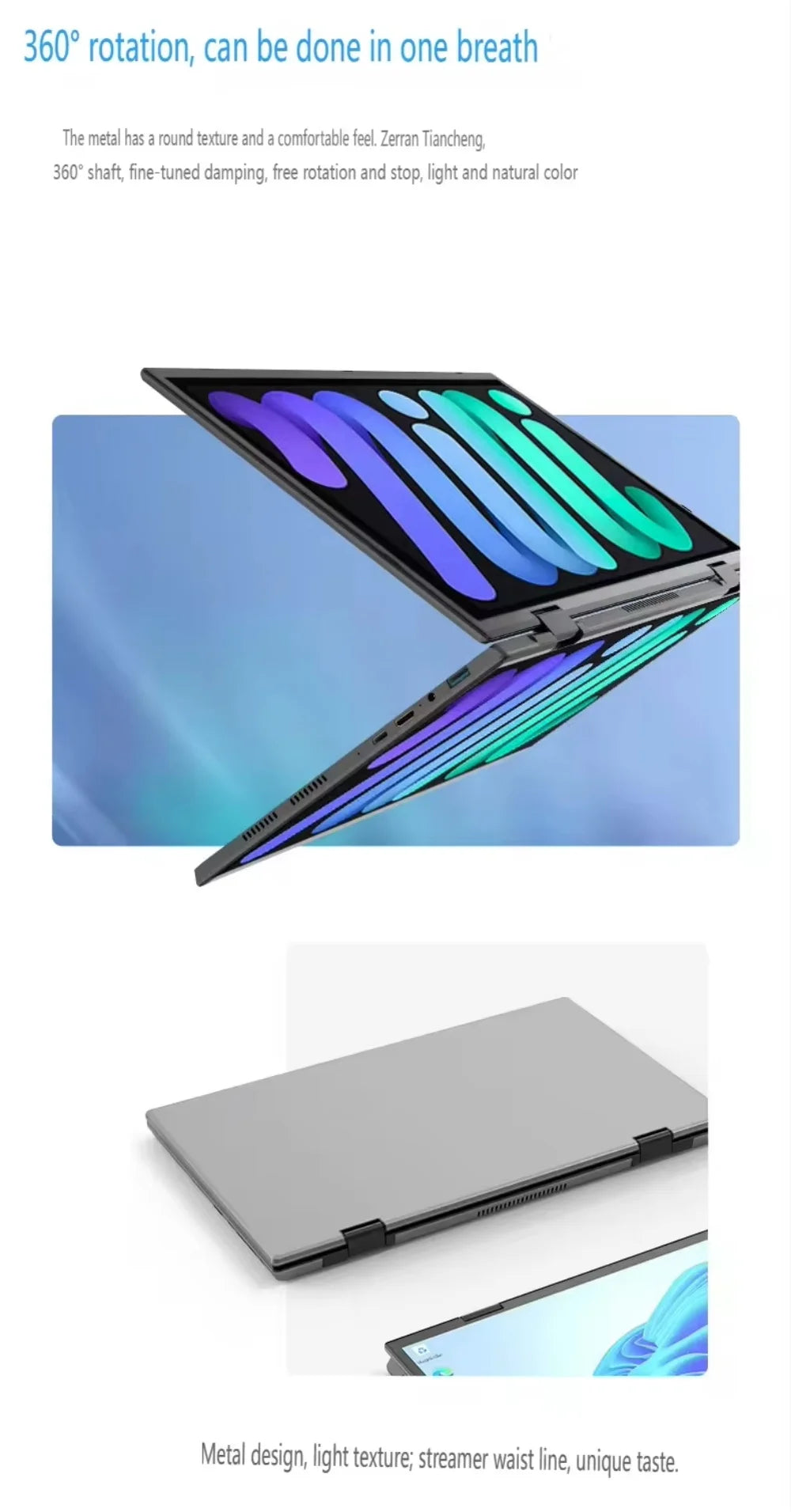 Intel N150 N100 CPU Dual Screen Laptop 14"+14 " 2K Touch Screen Notebook 32GB 360 Degree Flip Metal Case 2 in 1 Laptop Computer