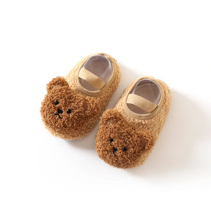 Winter Infant Floor Socks Soft Bottom Anti-slip Newborn Learning Walking Shoes Cute Cartoon Bear Baby Boat Sock Kids Footwear