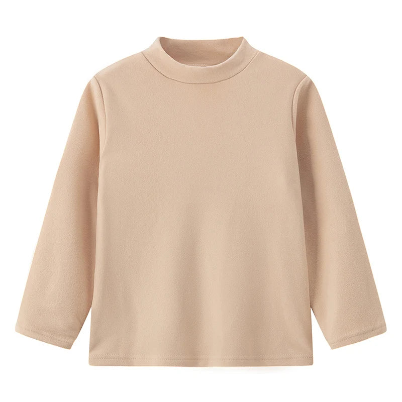1/3/4 Pcs Children's Mid-collar Bottoming Shirt in Autumn And Winter Solid Color Joker Girls' Long sleeve T-shirt Boys' Casual S
