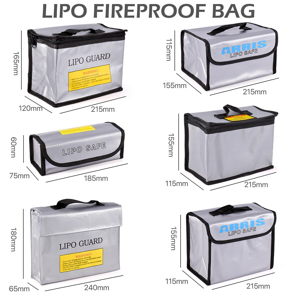 Lipo Guard Safety Bag Fireproof Explosion-Proof Portable Lipo Safety Bag 215*115*155mm for RC FPV Racing Drone Car Battery Safe