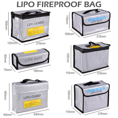 Lipo Guard Safety Bag Fireproof Explosion-Proof Portable Lipo Safety Bag 215*115*155mm for RC FPV Racing Drone Car Battery Safe