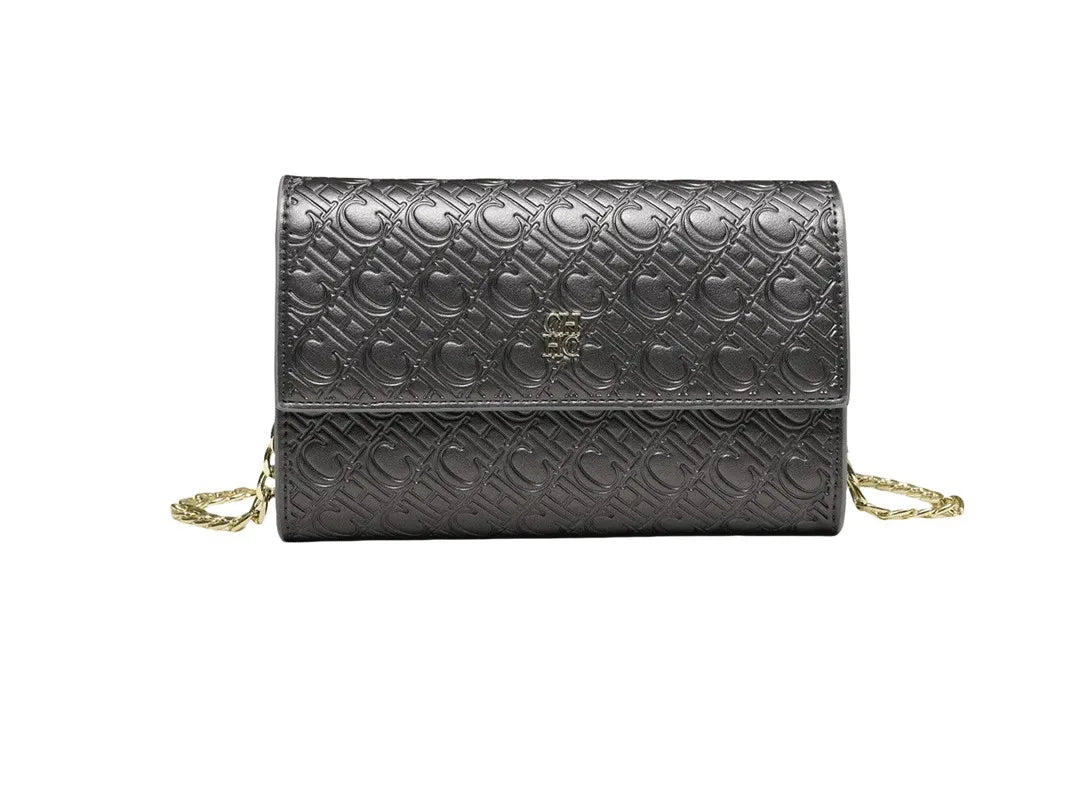 CH Women Crossbody Bag Splicing Letter Print Metal Chain Shoulder Purse PU Leather Flap Small Ladies Evening Clutch Handbag Gift