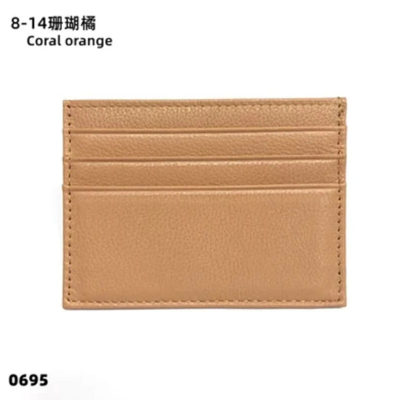 Custom Company Logo Cowhide Card Holder Woman Man Fashion Slim Mini Card Bag Genuine Leather Engrave Name Luxury Casual Purse