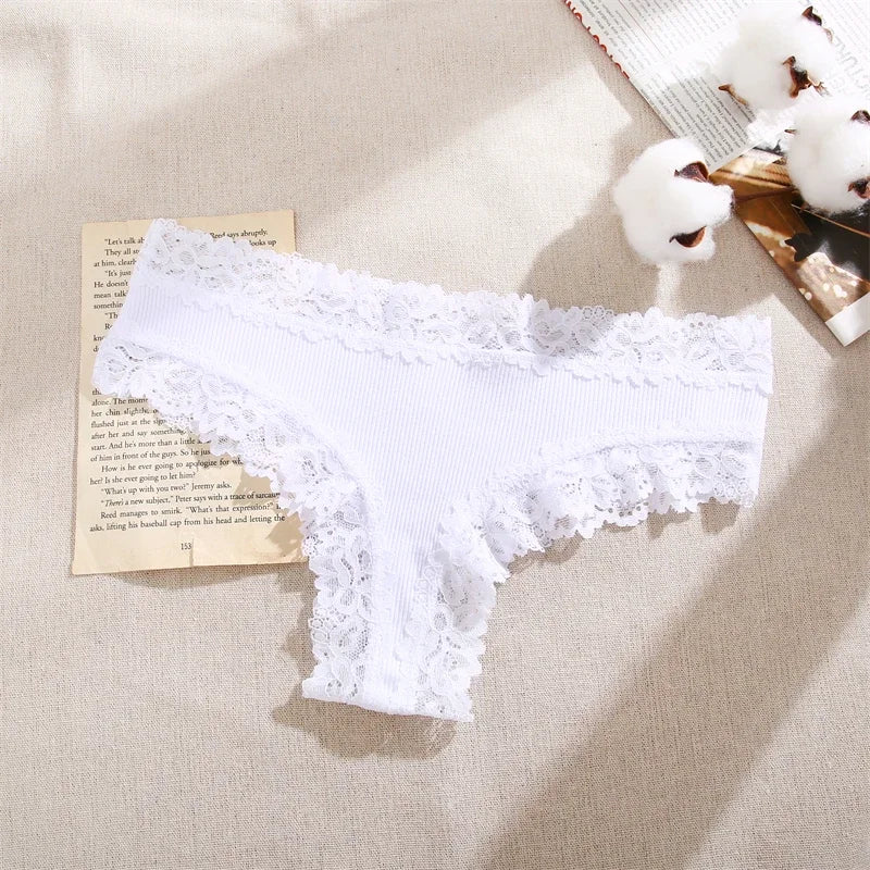 3Pcs/set Women Cotton Lace Panties Floral Intimate Underwear Trendy Patchwork Lace Briefs Female Soft Underpants Lingerie S-XL