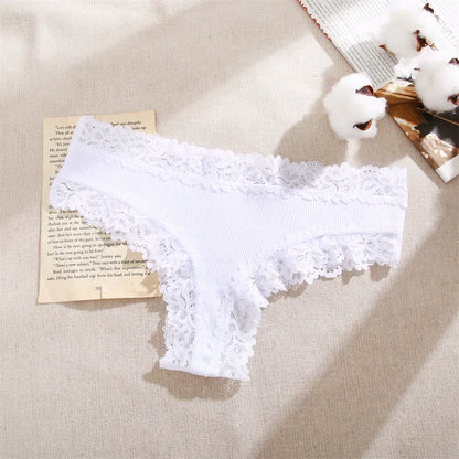 3Pcs/set Women Cotton Lace Panties Floral Intimate Underwear Trendy Patchwork Lace Briefs Female Soft Underpants Lingerie S-XL