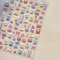 Collage Text English Letter Musical Note Star Graffiti Colorful 5D Love Heart Bowknot Nail Art Sticker Adhesive Manicure Decals