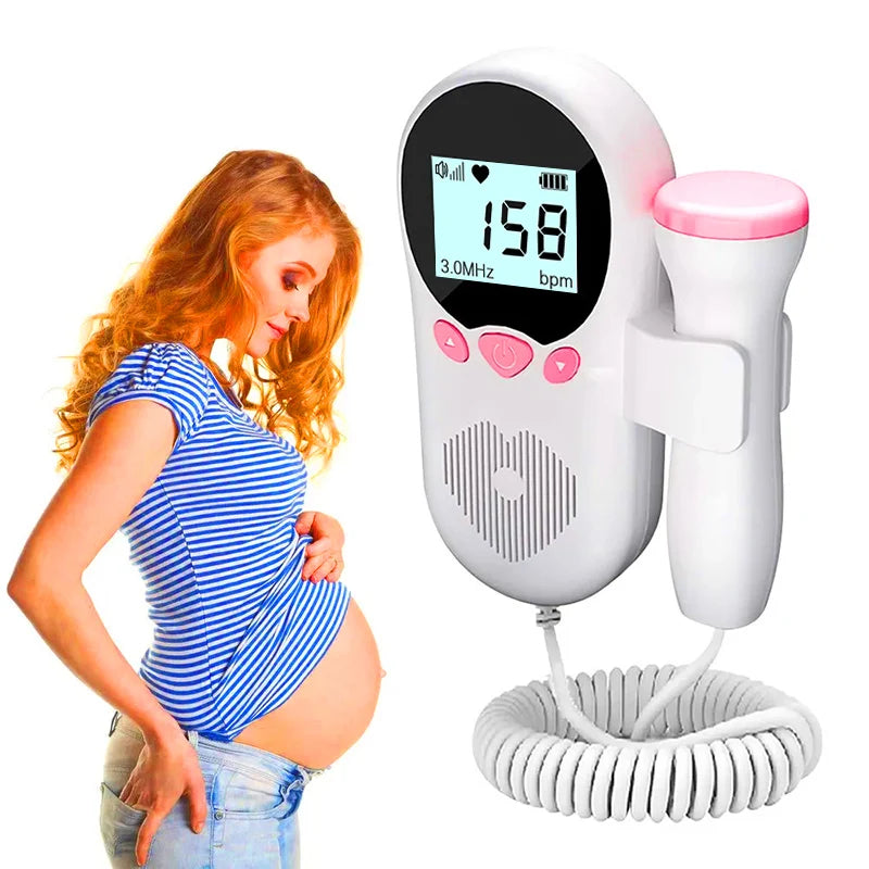 Home Doppler Fetal Heart Rate Monitor Baby Pregnancy Heartbeat Detector LCD Backlight No Radiation Stethoscope Pulse Meter 3MHz