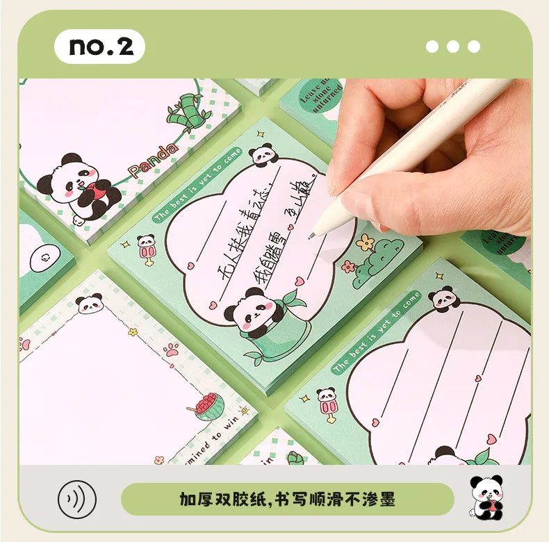 200sheets Panda Memo Pads Cute Animal Note Pads No Adhesive for Students Aesthetic Office School Supplies Bulk Notebook Labels