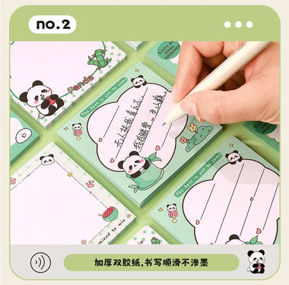 200sheets Panda Memo Pads Cute Animal Note Pads No Adhesive for Students Aesthetic Office School Supplies Bulk Notebook Labels