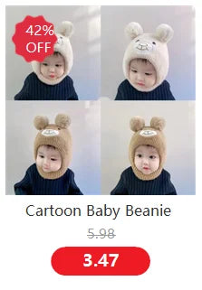 Cartoon Baby Plush Hat Winter Warm Infant Beanie Cap with Ears Autumn Cute Solid Color Kids Boy Girl Earflap Hats Bonnet Gorras