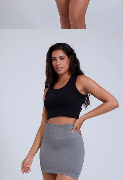 FINETOO Spring Summer New High Waist Elastic Business Women Mini Skirt Black Slimming Knitted Half Body Skirt Professional Work