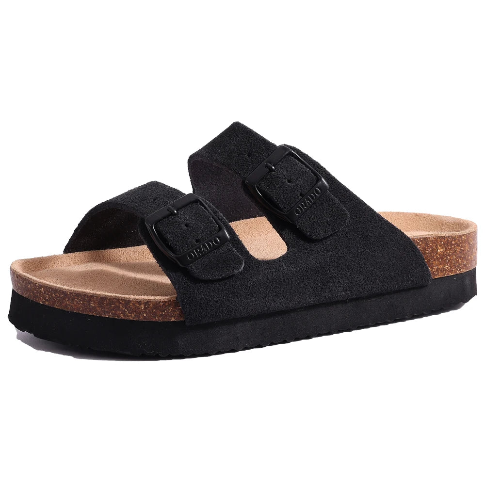 Shevalues New Fashion Cork Sandals Women Classic Cork Suede Footbed Slippers Female Summer Beach Sandals With Adjustable Buckle