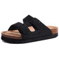 Shevalues New Fashion Cork Sandals Women Classic Cork Suede Footbed Slippers Female Summer Beach Sandals With Adjustable Buckle