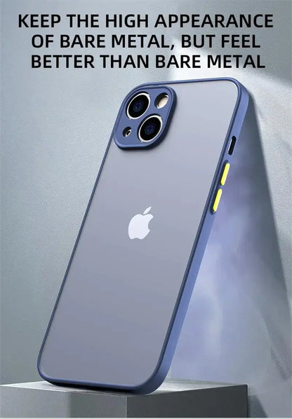 Shockproof Thin Matte Case For iPhone 15 16 13 12 11 14 Pro Max Plus Mini XR XS X Silicone Bumper Clear Hard Cover Capa Funda
