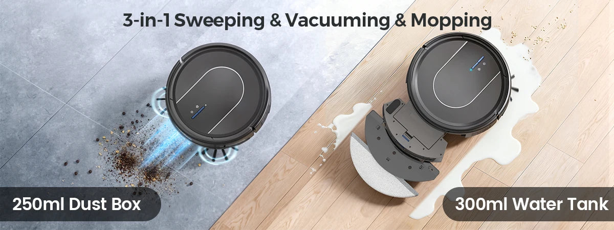Vastorm E2 Robot Vacuum Cleaner 3-in-1 Floor Mop 5000Pa Powerful Suction with Auto-Charging Alexa/WiFi/App Control for Pet Hair Floors Cleaning