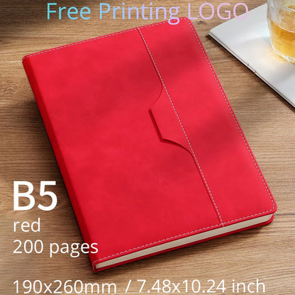 A5 B5 Customize PU Leather Notebook with Pen Insert Holder Free Printing LOGO Office Notepad Business Enterprise Diary Book Note