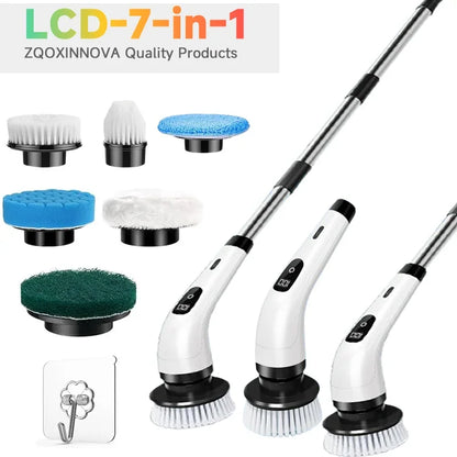 Electric Cleaning Brush Electric Spin Scrubber 7 in 1 Cleaning Tool For Kitchen/Bathroom/Living Room Household Hair Brushes