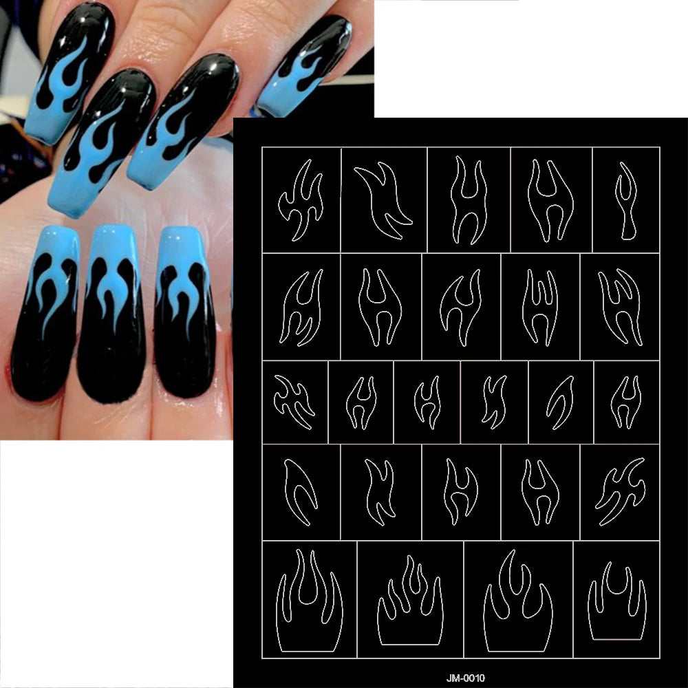 24-Design Airbrush Stencil Nail Stickers 1Pcs Butterfly/Heart/French Line Nail Decal Adhesived DIY Nail Template Airbrush Slider