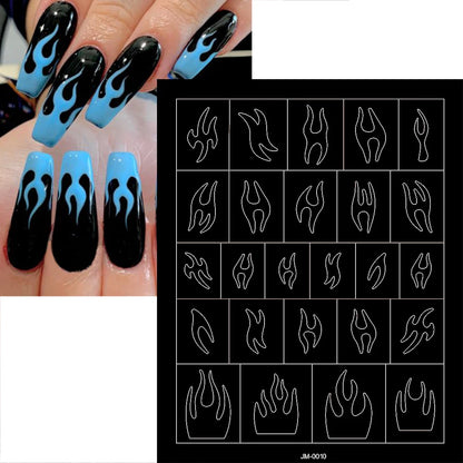 24-Design Airbrush Stencil Nail Stickers 1Pcs Butterfly/Heart/French Line Nail Decal Adhesived DIY Nail Template Airbrush Slider