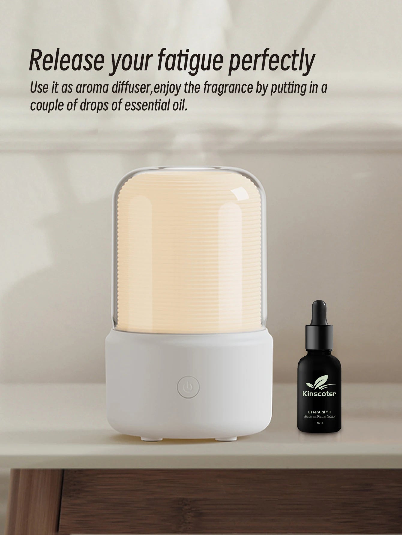 KINSCOTER Mini Aromatherapy Diffuser USB Air Humidifier Essential Oil Night Light Cold Mist Maker Sprayer for Home Bedroom