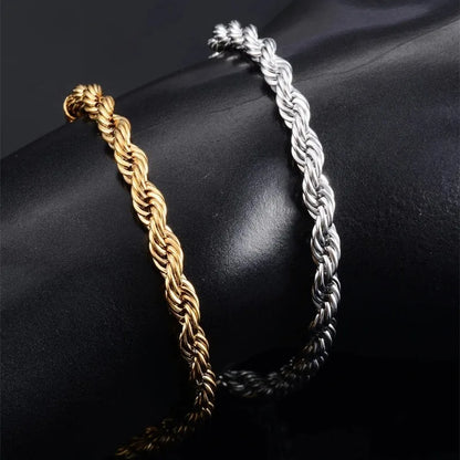 18K Gold 925 Sterling Silver 4MM Chain Bracelets For Men Women Unisex Simple Charm Bracelet Wedding Party Gift 20cm 8in