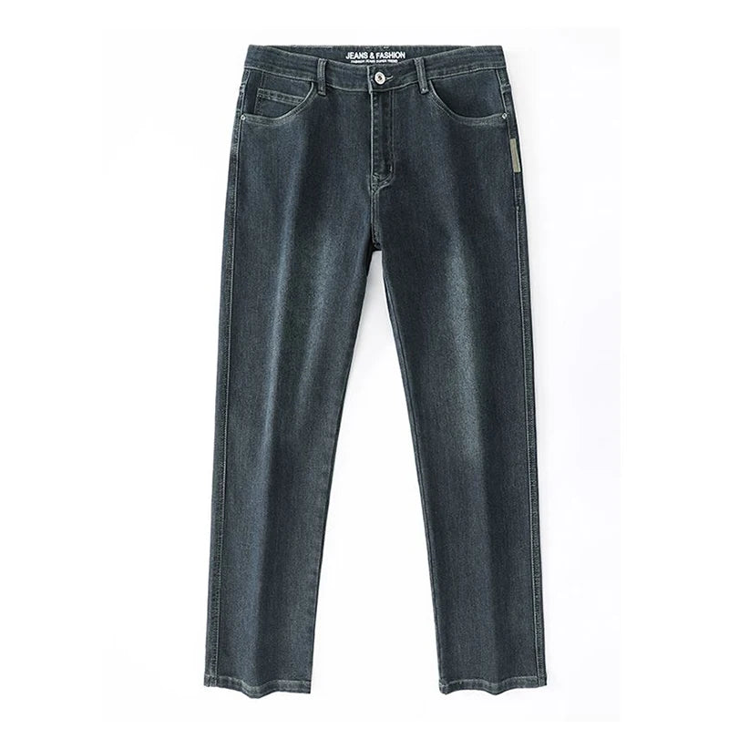 Spring and Autumn Men's Baggy Jeans Casual Straight Stretch Versatile Wide-leg Business Denim Pants Comfortable Loose Trousers