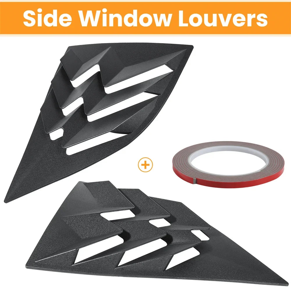 Rear+Side Window Louvers for Dodge Challenger 2008-2023 Windshield Sun Shade Cover Vent GT Lambo Style Custom ABS Matte Style