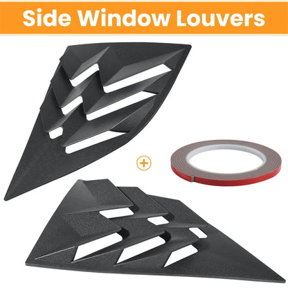 Rear+Side Window Louvers for Dodge Challenger 2008-2023 Windshield Sun Shade Cover Vent GT Lambo Style Custom ABS Matte Style
