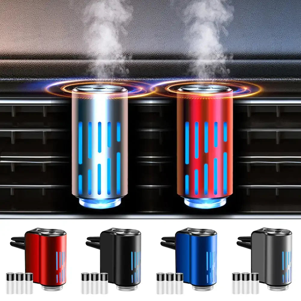 New Car Air Vent Aroma Humidifier Air Diffuser With Atmosphere Light Electric Air Freshener Car Fragrance For Removing Odors