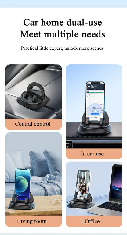 Dashboard Car Phone Holder 360° Rotation Universal Car Phone Mount With Non-Slip Silicone Replacement Tools For Smartphone