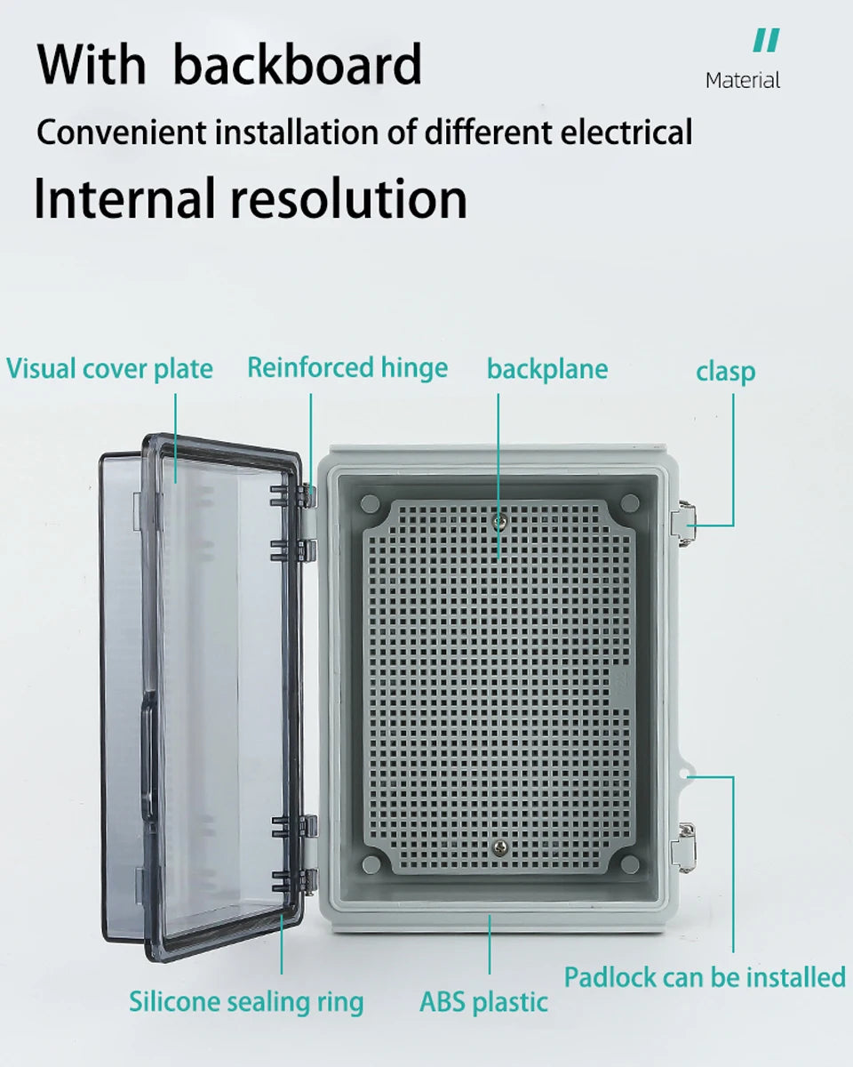 IP67 Waterproof Gray/Transparent Cover Enclosure Juction Box ABS Plastic Outdoor Electronic Instrument Hinge Case