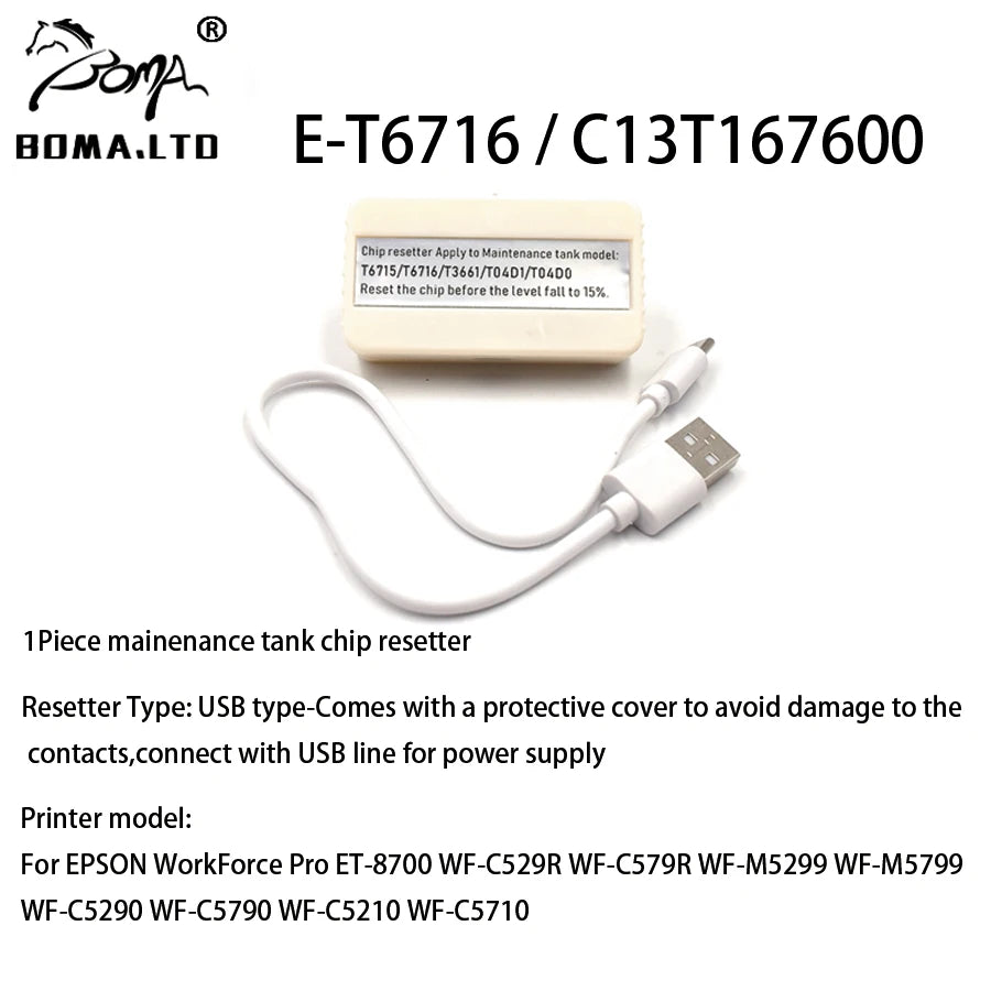 New T6716 Maintenance Tank Chip Resetter For EPSON WF-C5210 WF-C5790 WF-C5710 WF-M5299 WF-M5799 WF-5298 ET-8700 Waste Ink Tank
