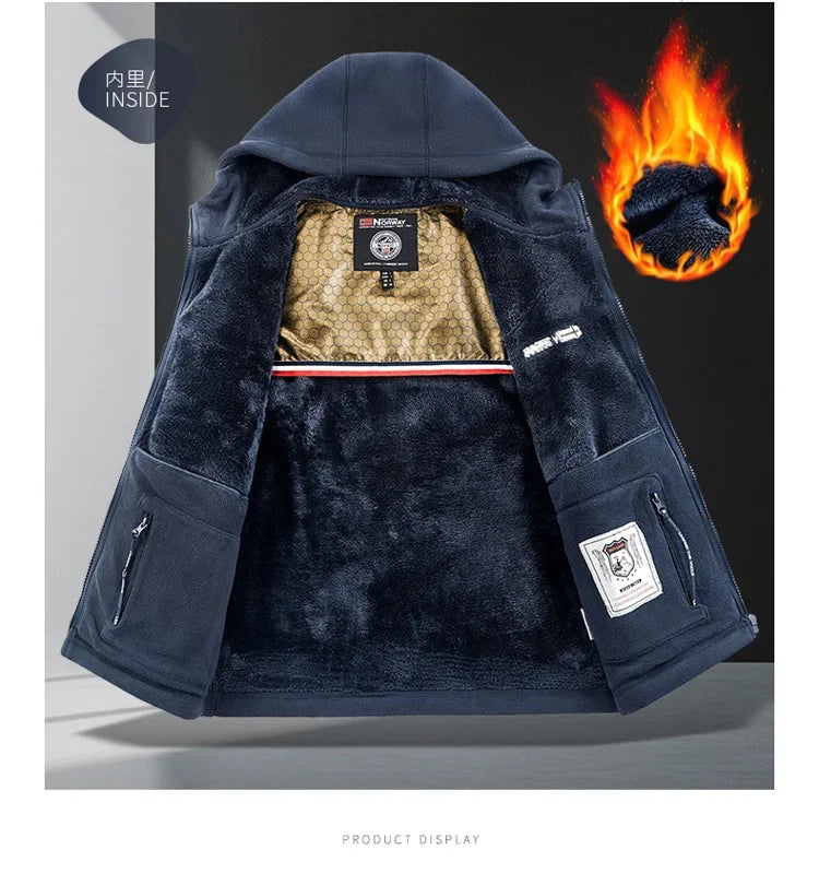 Autumn and Winter New Retro Trendy Jacket Men's Double Sided Polar Fleece Business Leisure Outdoor Couple Coat Top