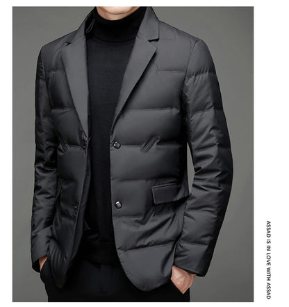 Winter New Style 90 White Duck Down Men's High-End Quality Scarf Collar Casual Suit Jacket