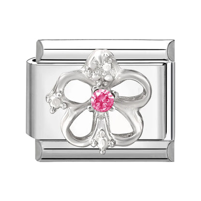 New Shiny Zircon Heart Butterfly Flower Star Bow Italian Charm Links Fit 9MM Stainless Steel Bracelet Girls' DIY Making Gift