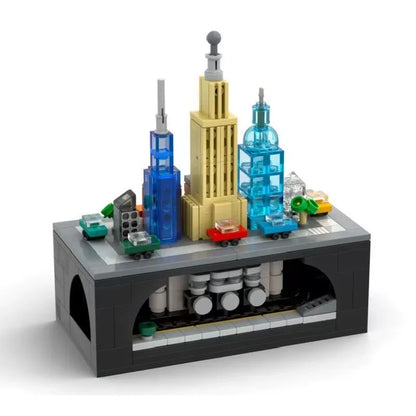 MOC Building Blocks Hand-Cranked Train Track Building Blocks Model Train Building Blocks Assembled Boys and Girls Toys Ornaments