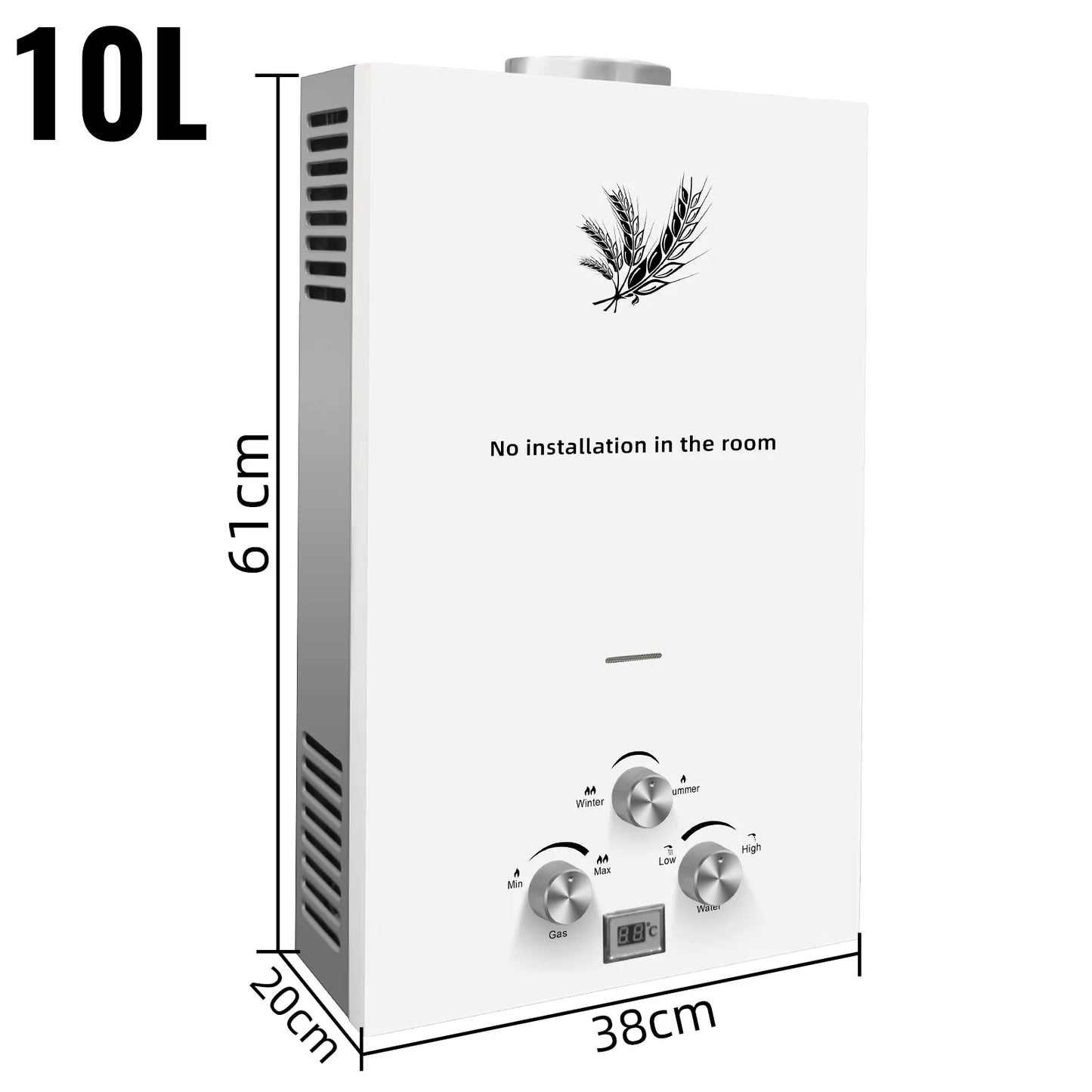 VEVOR Liquefied Petroleum Gas Water Heater 6L 8L 10L 12L 16L 18L Liquefied Petroleum Gas Propane Butane White Water Heater