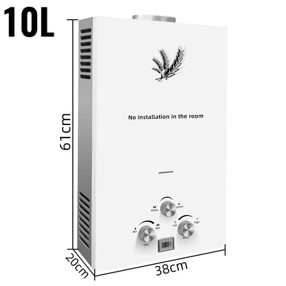 VEVOR Liquefied Petroleum Gas Water Heater 6L 8L 10L 12L 16L 18L Liquefied Petroleum Gas Propane Butane White Water Heater