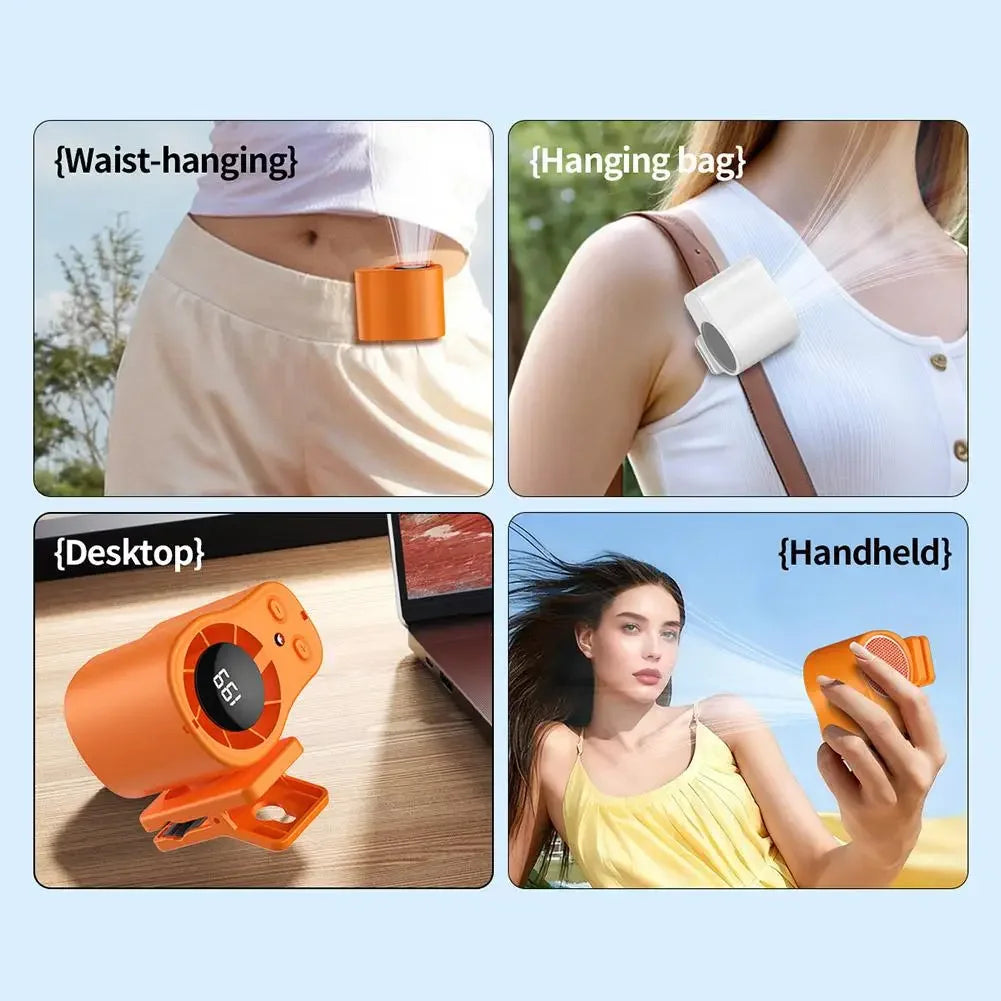 360 Rotatable Semiconductor Cooling Fan USB Rechargeable Clip Fan Quiet Design with LED Screen for Car & Camping