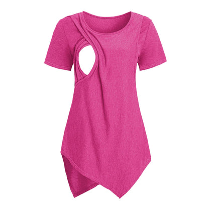 Women Blouse Maternity Casual Soft  Nursing Tops T-shirt Summer Short Sleeve Pregnant Clothes Nursing Breastfeeding