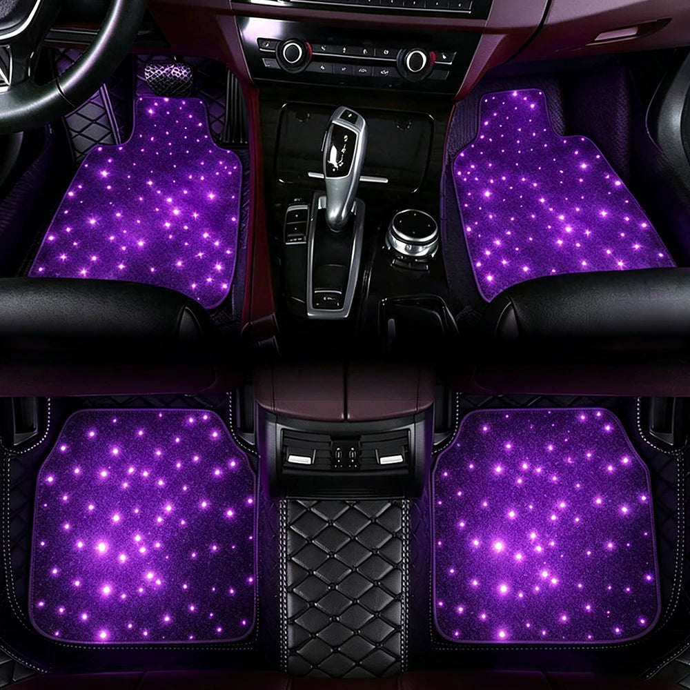 De Warehouse 3-in-1 Rgb Star Led Car Foot Pad Mat with Music Sync App Control, Auto Star Foot Mat Rgb Lighting Music Module Universal for All Cars, Fast Delivery Europe