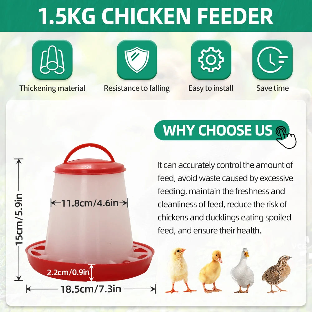 Chicken Poultry Feeder And Waterer Water Food Dispenser Automatic Chicken Chick Waterer Feeding Bucket Container Farm Supply