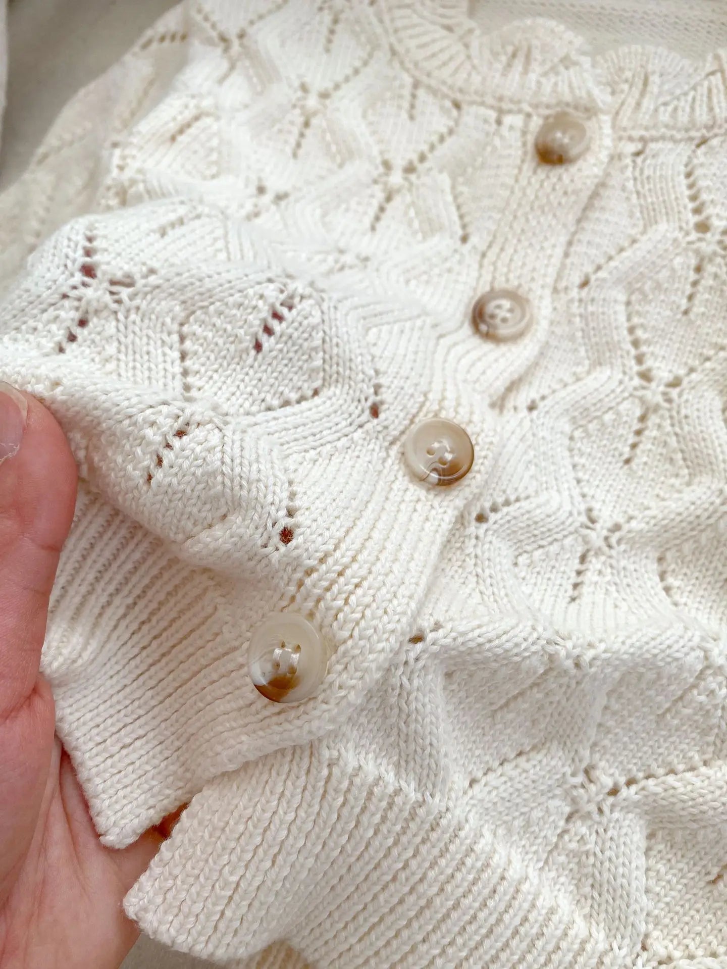 New Baby Girl Autumn Sweater Coat Hollow Knitted Air Conditioner Set Solid Cardigan Shorts Two Piece Set