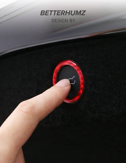 For Tesla 2019- Model 3 Highland 2024 Model Y Juniper Carbon Fiber Rear Trunk Switch Prompt Circle Trim Sticker Car Accessories