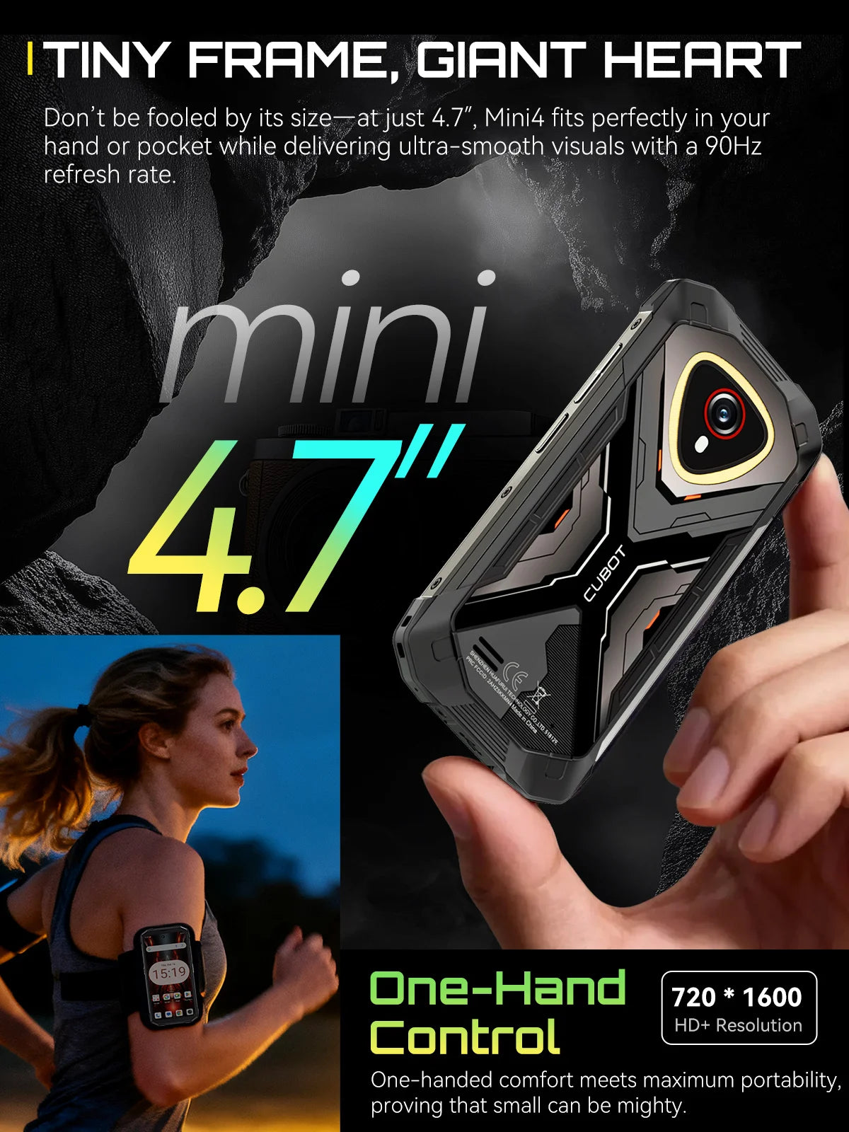 Mini Smartphone Android 15 Cubot KingKong MINI 4, 4.7-Inch Screen, 90Hz, 4700mAh Battery, Up to 20GB RAM+256GB ROM, Phone, NFC